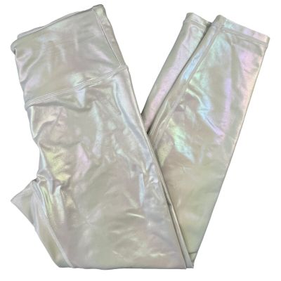 Zyia Active Womens Leggings Size 4 White Iridescent Unicorn Shiny Athleisure